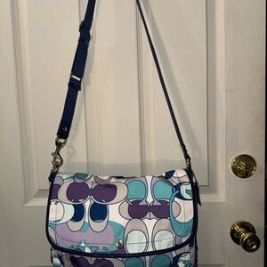 Playful Blue and Purple Coach Crossbody large Bag